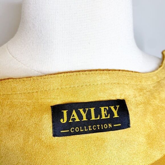 Jayley Collection S Small Faux Suede Capelet Camel Tan Soft Jacket Top Open - Picture 6 of 9